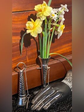 Vintage Silver Plated Tussie Mussie Pair - Victorian Style Posy Bouquet Holders